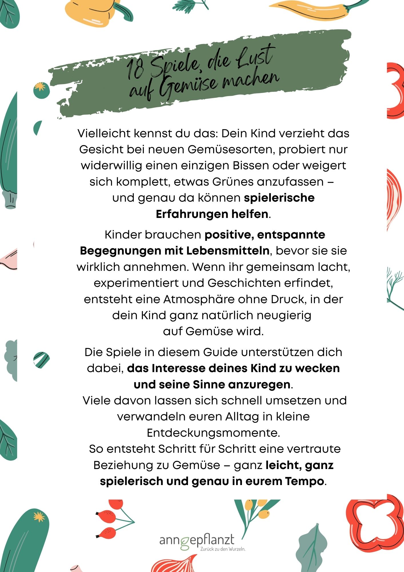 Gemüse Kindern schmackhaft machen - ein Guide mit 18 Gemüsespielen